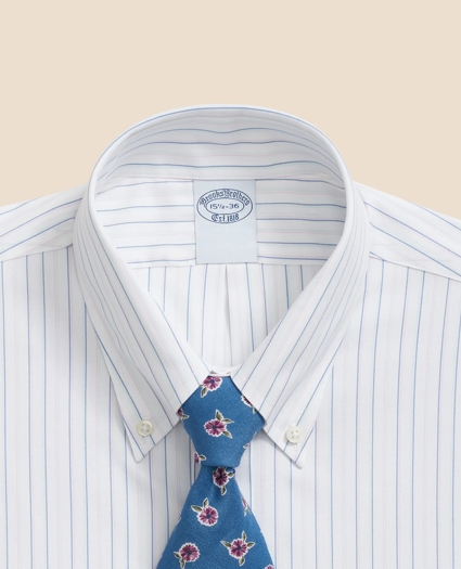 Stretch Supima® Cotton Non-Iron Pinpoint Oxford Polo Button Down Collar, Shadow Stripe Dress Shirt, image 2