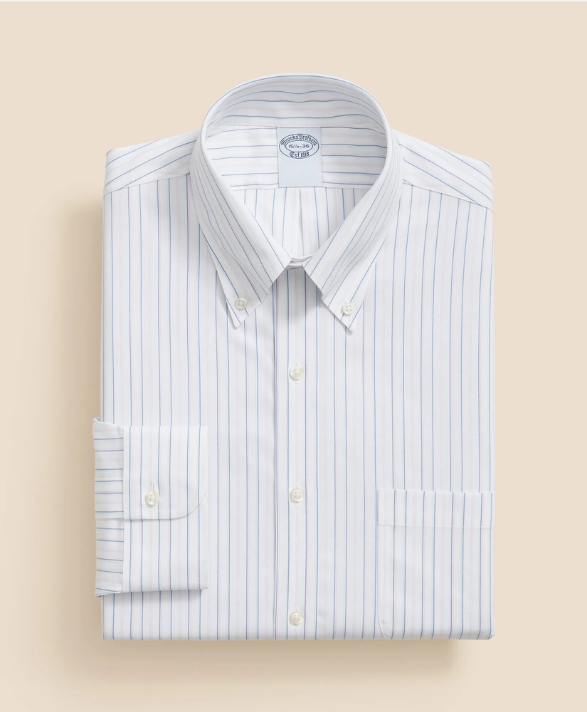 Stretch Supima® Cotton Non-Iron Pinpoint Oxford Polo Button Down Collar, Shadow Stripe Dress Shirt, image 3