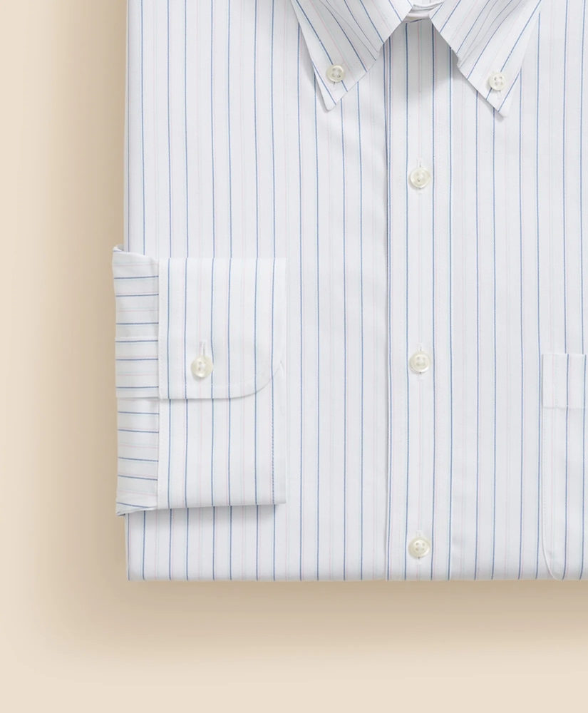 Stretch Supima® Cotton Non-Iron Pinpoint Oxford Polo Button Down Collar, Shadow Stripe Dress Shirt, image 4
