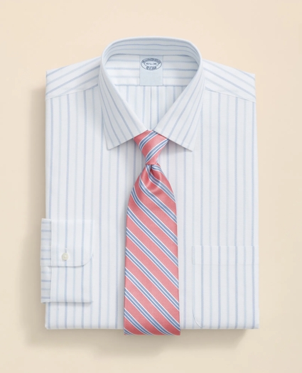 Stretch Supima® Cotton Non-Iron Royal Oxford Ainsley Collar, Alternating Stripe Dress Shirt, image 1