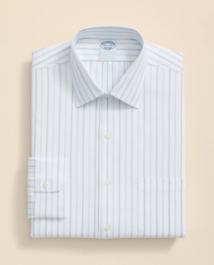 Stretch Supima® Cotton Non-Iron Royal Oxford Ainsley Collar, Alternating Stripe Dress Shirt, image 3