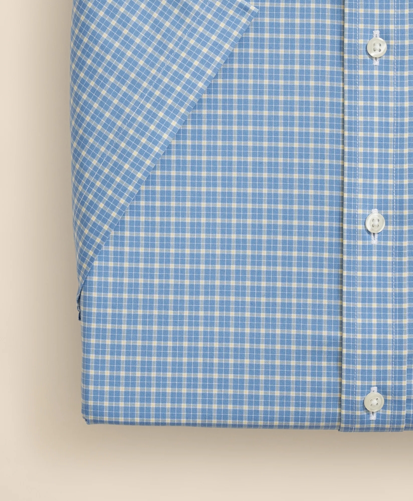 Stretch Supima® Cotton Non-Iron Broadcloth Polo Button-Down Collar, Checked Short-Sleeve Dress Shirt, image 4
