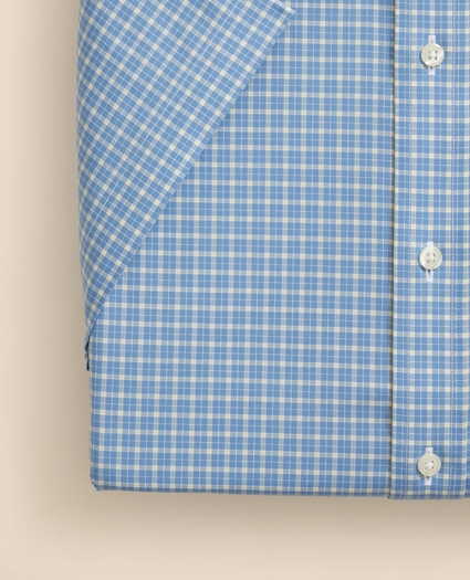 Stretch Supima® Cotton Non-Iron Broadcloth Polo Button-Down Collar, Checked Short-Sleeve Dress Shirt, image 4