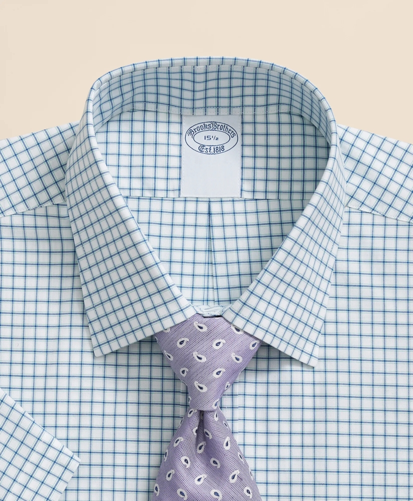 Stretch Supima® Cotton Non-Iron Broadcloth Ainsley Collar, Windowpane Short-Sleeve Dress Shirt, image 2