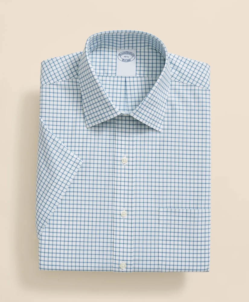 Stretch Supima® Cotton Non-Iron Broadcloth Ainsley Collar, Windowpane Short-Sleeve Dress Shirt, image 3
