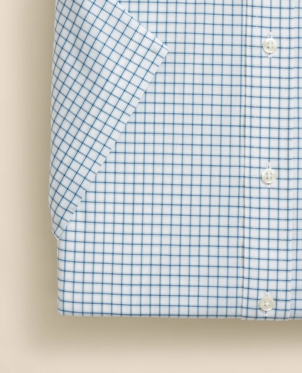 Stretch Supima® Cotton Non-Iron Broadcloth Ainsley Collar, Windowpane Short-Sleeve Dress Shirt, image 4
