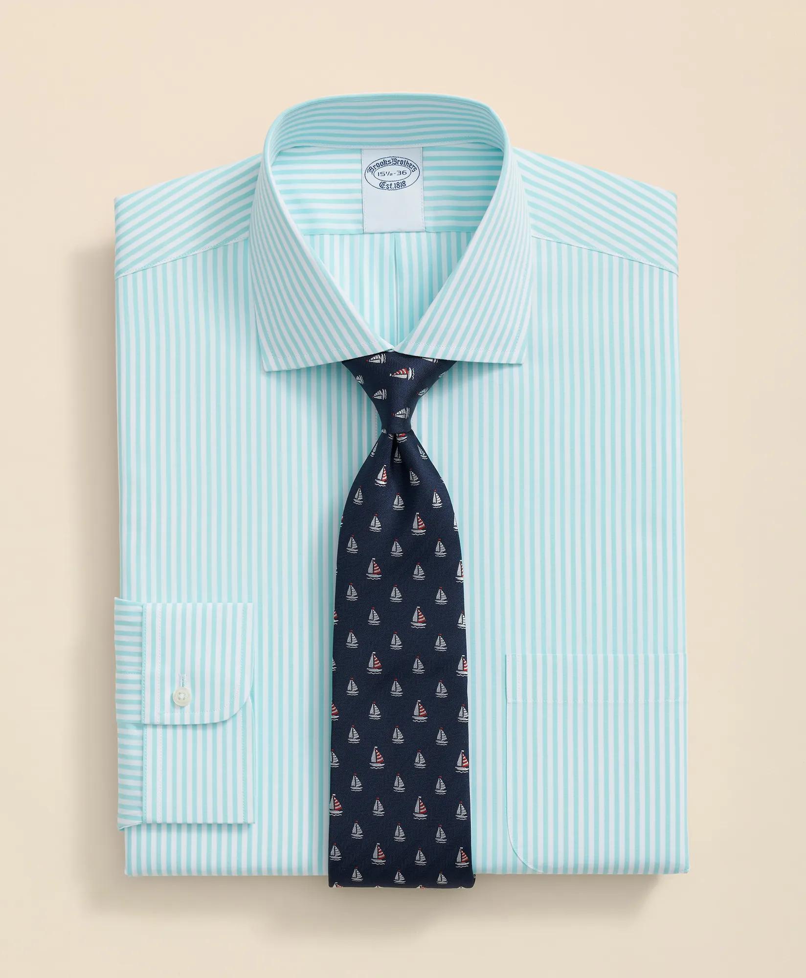 Pure Supima Cotton Regular-Finish, English Spread Collar Striped Dress Shirt