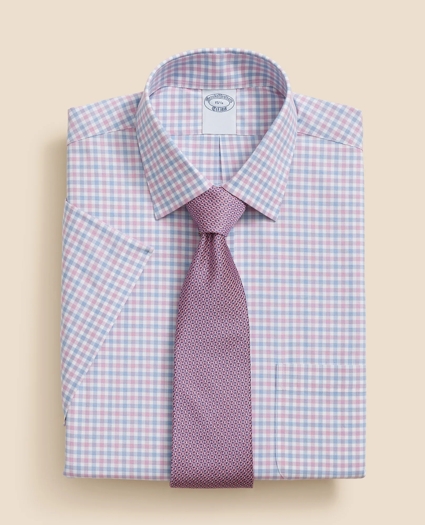 Stretch Supima® Cotton Non-Iron Ainsley Collar, Alternating Check Short-Sleeve Dress Shirt, image 1