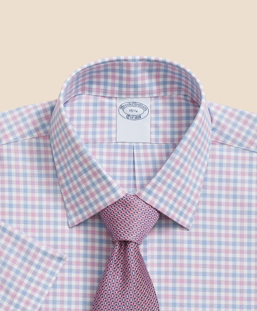 Stretch Supima® Cotton Non-Iron Ainsley Collar, Alternating Check Short-Sleeve Dress Shirt, image 2