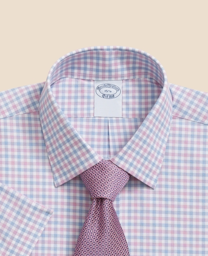 Stretch Supima® Cotton Non-Iron Ainsley Collar, Alternating Check Short-Sleeve Dress Shirt, image 2