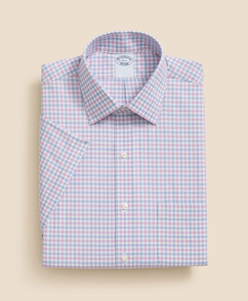 Stretch Supima® Cotton Non-Iron Ainsley Collar, Alternating Check Short-Sleeve Dress Shirt, image 3
