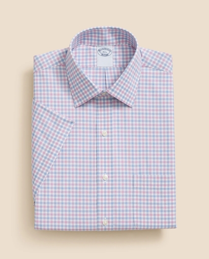 Stretch Supima® Cotton Non-Iron Ainsley Collar, Alternating Check Short-Sleeve Dress Shirt, image 3