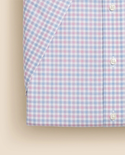 Stretch Supima® Cotton Non-Iron Ainsley Collar, Alternating Check Short-Sleeve Dress Shirt, image 4