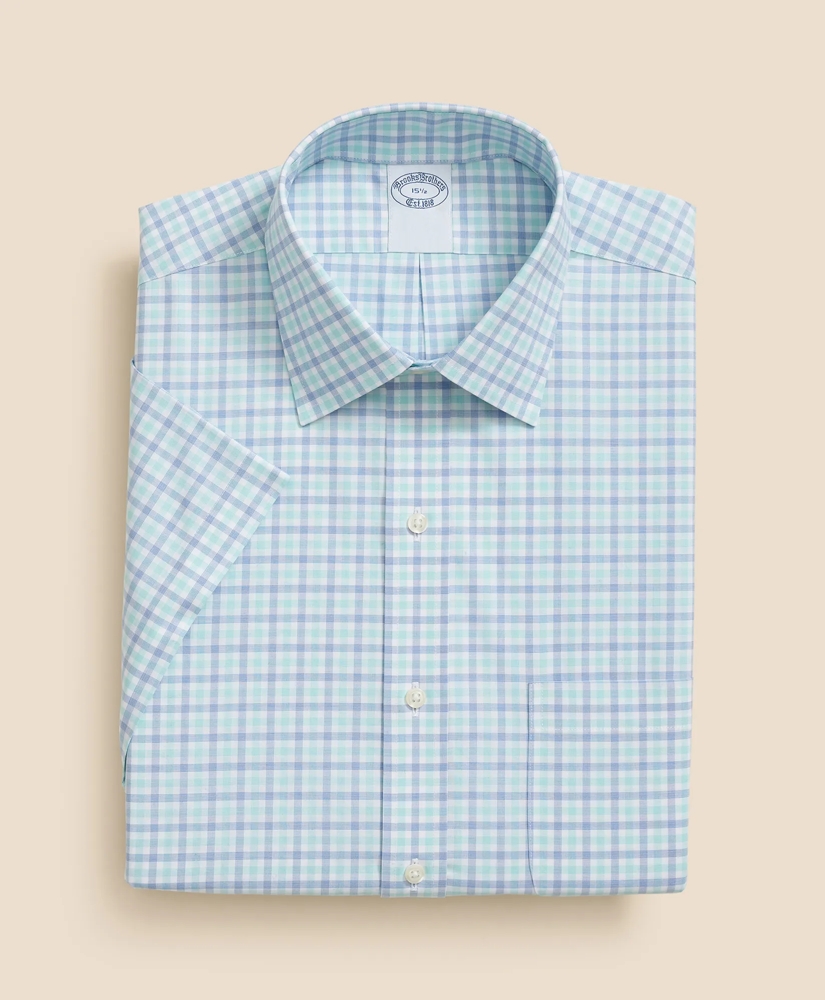 Stretch Supima® Cotton Non-Iron Ainsley Collar, Alternating Check Short-Sleeve Dress Shirt, image 3