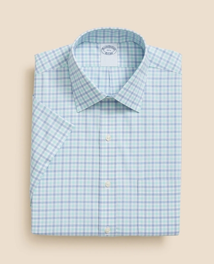 Stretch Supima® Cotton Non-Iron Ainsley Collar, Alternating Check Short-Sleeve Dress Shirt, image 3