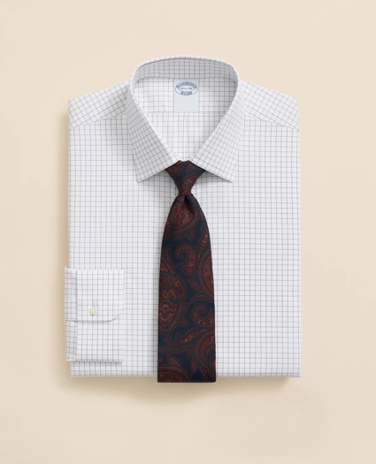 Stretch Supima® Cotton Non-Iron Pinpoint Oxford Ainsley Collar, Windowpane Dress Shirt, image 1