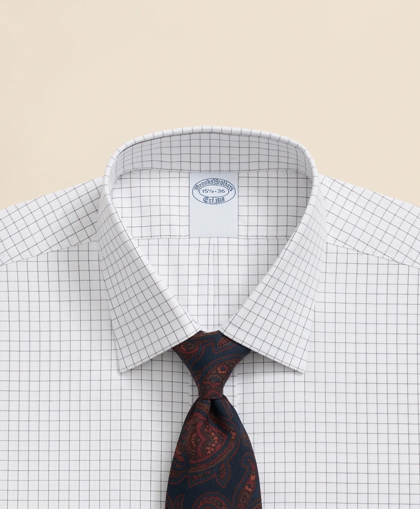 Stretch Supima® Cotton Non-Iron Pinpoint Oxford Ainsley Collar, Windowpane Dress Shirt, image 2
