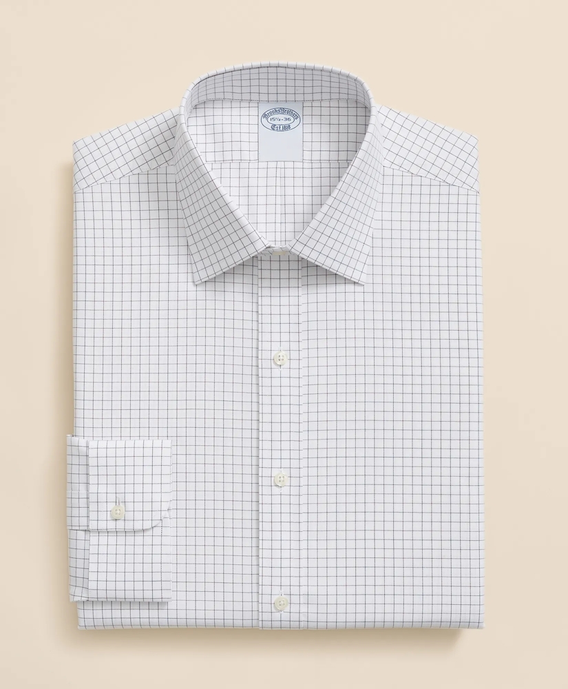 Stretch Supima® Cotton Non-Iron Pinpoint Oxford Ainsley Collar, Windowpane Dress Shirt, image 3