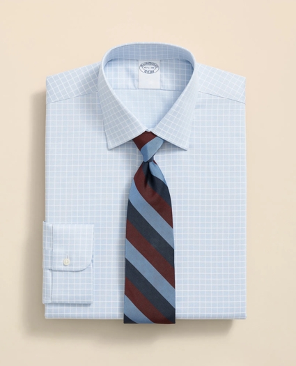 Stretch Supima® Cotton Non-Iron Textured Dobby Ainsley Collar, Graph Check Dress Shirt, image 1
