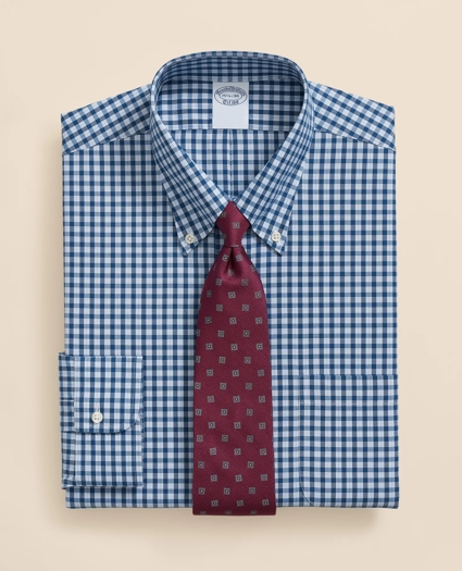 Stretch Supima® Cotton Non-Iron Pinpoint Oxford Polo Button Down Collar, Check Dress Shirt, image 1