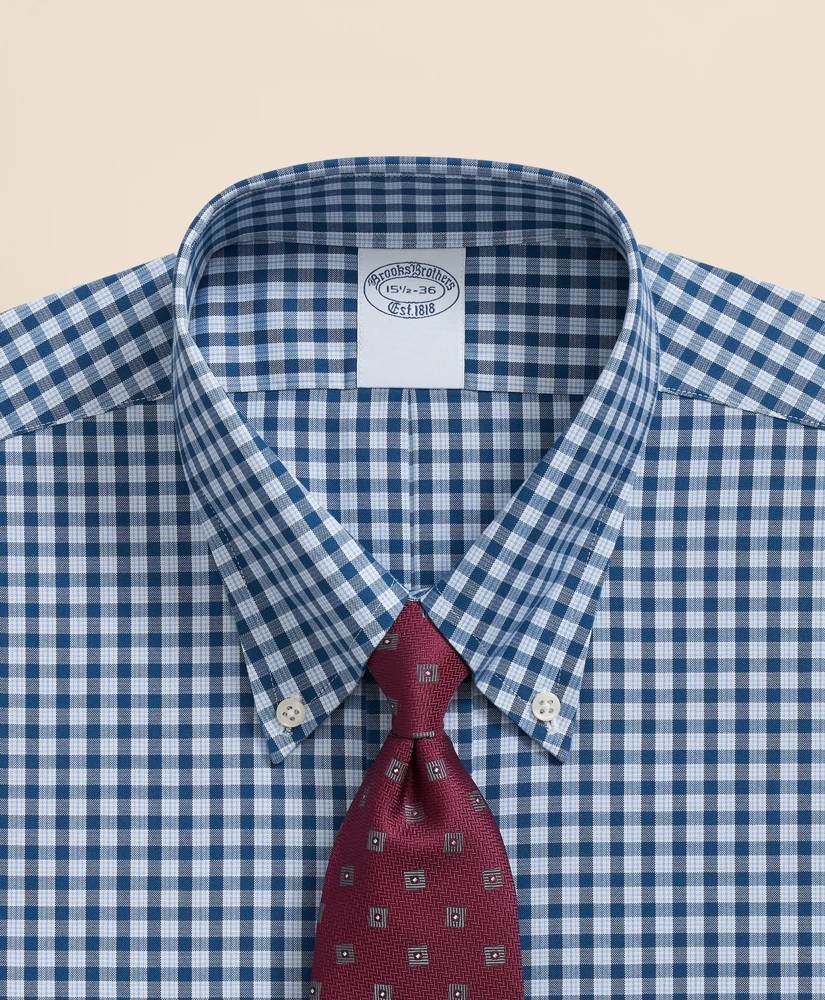 Stretch Supima® Cotton Non-Iron Pinpoint Oxford Polo Button Down Collar, Check Dress Shirt, image 2