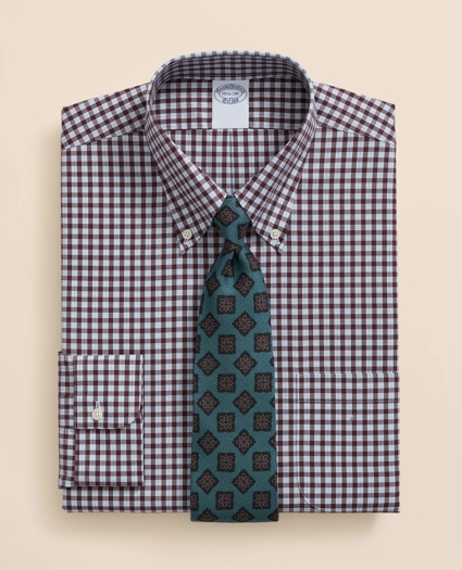 Stretch Supima® Cotton Non-Iron Pinpoint Oxford Polo Button Down Collar, Check Dress Shirt, image 1