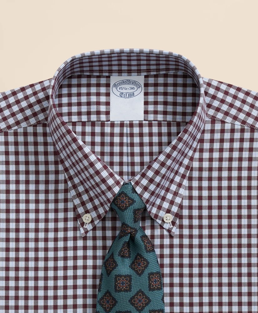 Stretch Supima® Cotton Non-Iron Pinpoint Oxford Polo Button Down Collar, Check Dress Shirt, image 2
