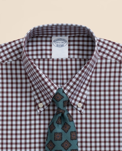 Stretch Supima® Cotton Non-Iron Pinpoint Oxford Polo Button Down Collar, Check Dress Shirt, image 2
