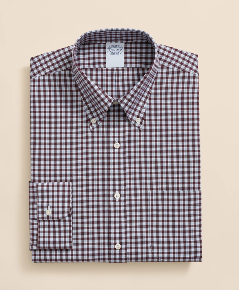 Stretch Supima® Cotton Non-Iron Pinpoint Oxford Polo Button Down Collar, Check Dress Shirt, image 3