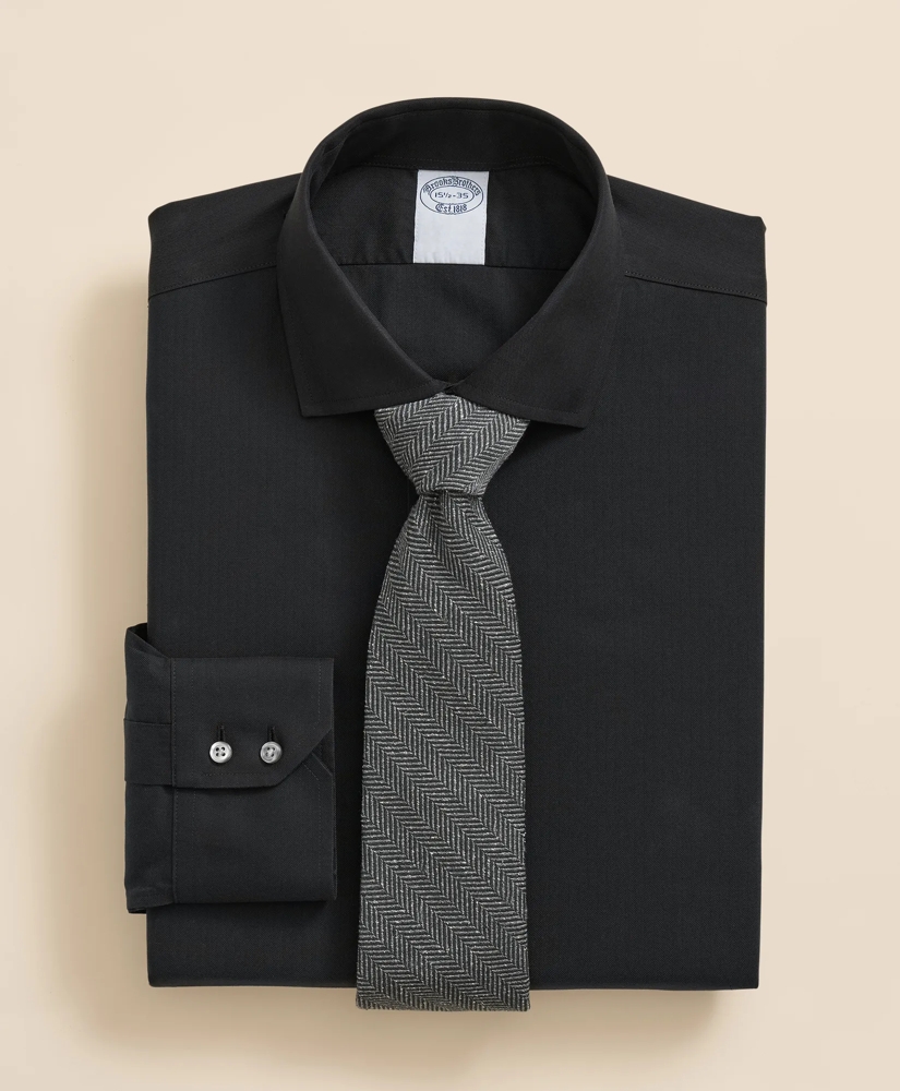 Stretch Supima<sup>®</sup> Cotton Non-Iron English Spread Collar, Herringbone Dress Shirt