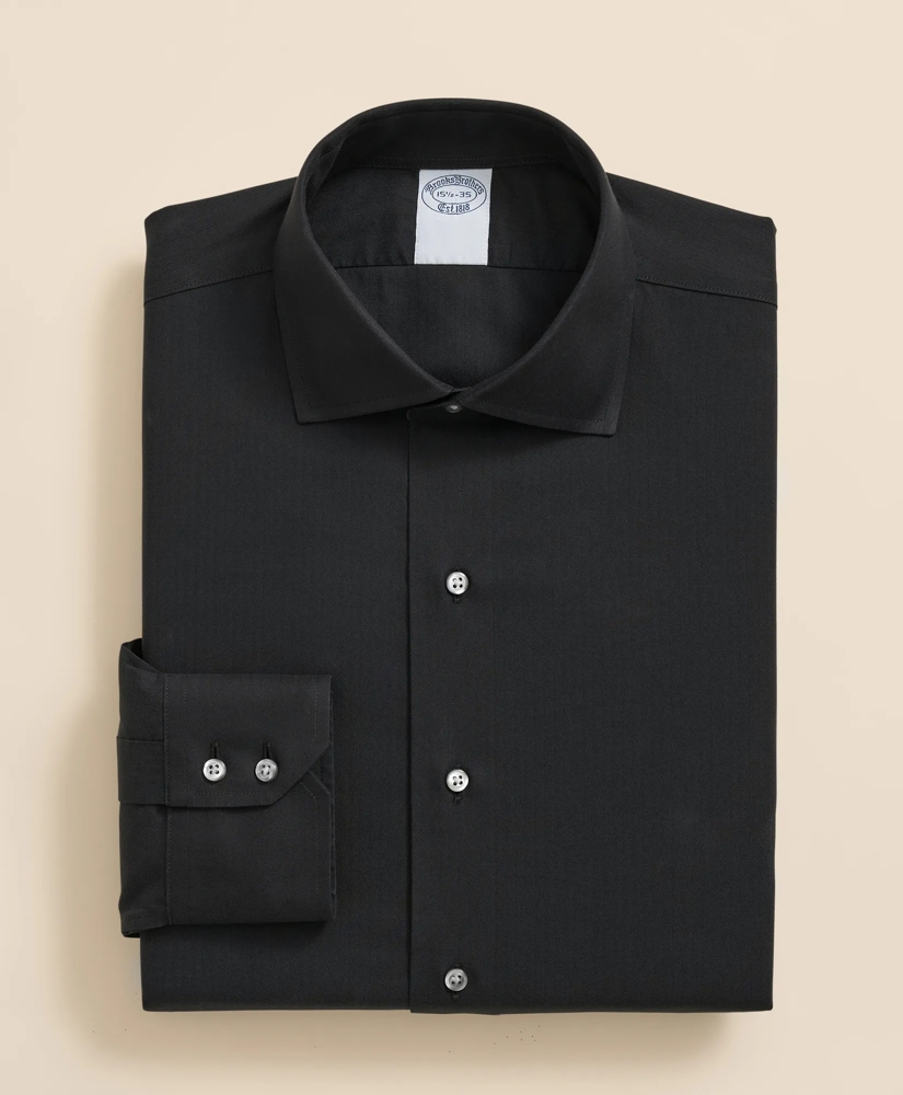 Stretch Supima® Cotton Non-Iron English Spread Collar, Herringbone Dress Shirt, image 3