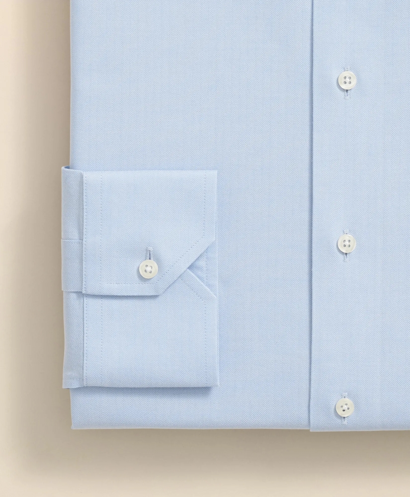 Stretch Supima® Cotton Non-Iron English Spread Collar, Herringbone Dress Shirt, image 4
