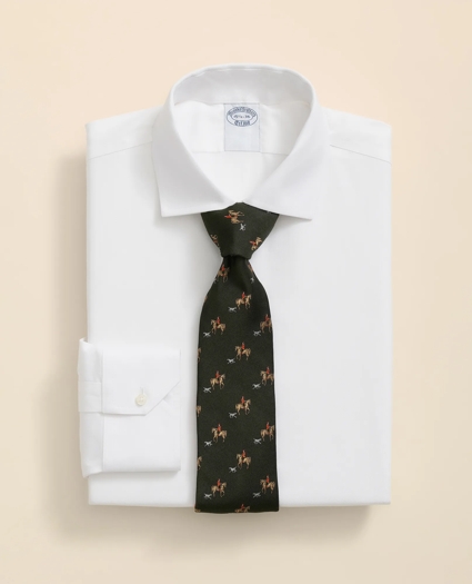 Stretch Supima® Cotton Non-Iron English Spread Collar, Herringbone Dress Shirt, image 1