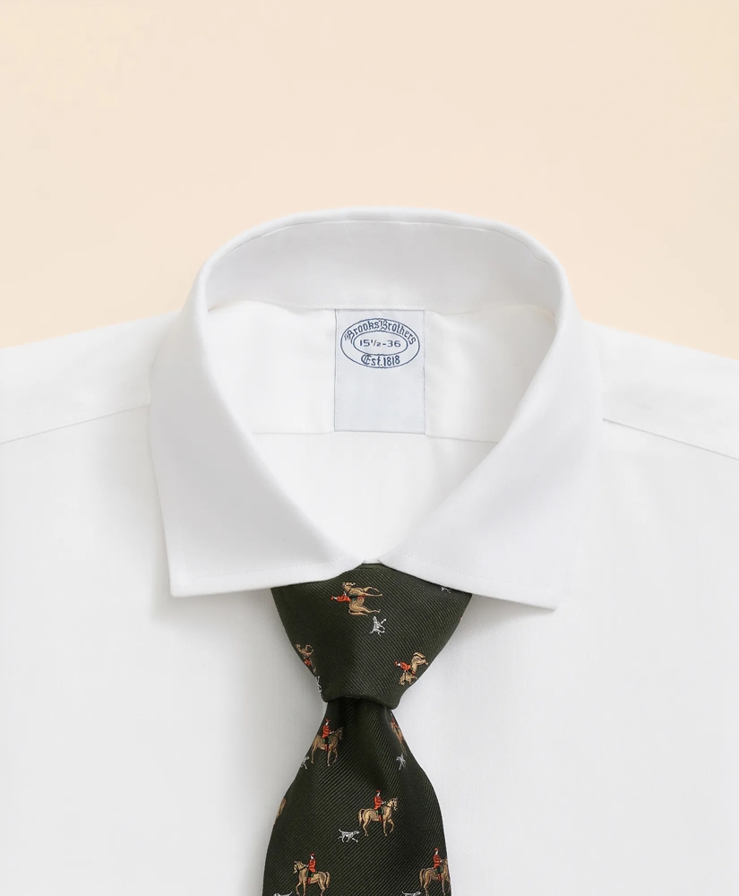 Stretch Supima® Cotton Non-Iron English Spread Collar, Herringbone Dress Shirt, image 2