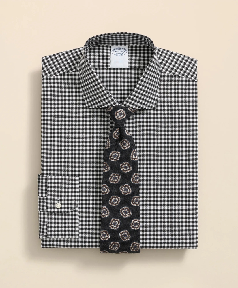 Stretch Supima<sup>®</sup> Cotton Non-Iron Herringbone English Spread Collar, Gingham Dress Shirt
