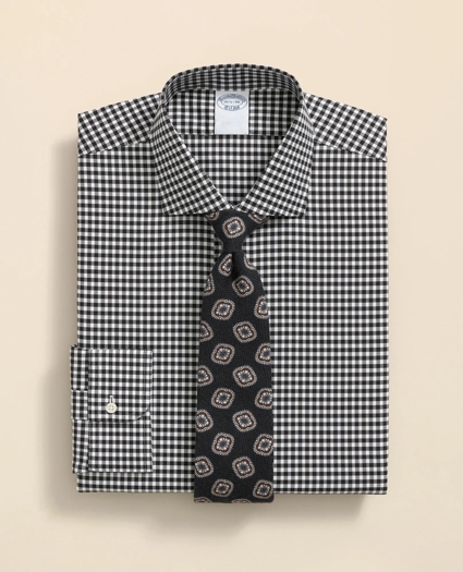 Stretch Supima® Cotton Non-Iron Herringbone English Spread Collar, Gingham Dress Shirt, image 1