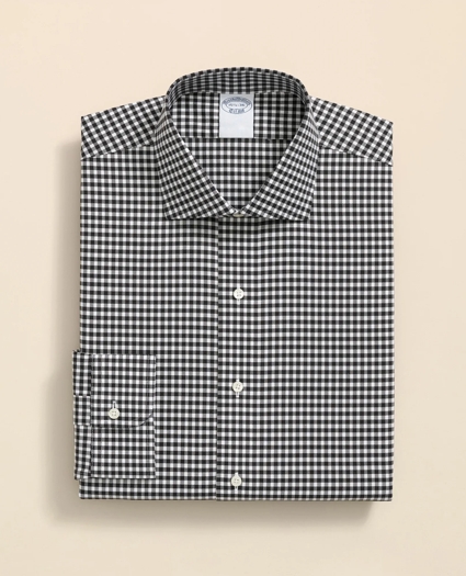 Stretch Supima® Cotton Non-Iron Herringbone English Spread Collar, Gingham Dress Shirt, image 3