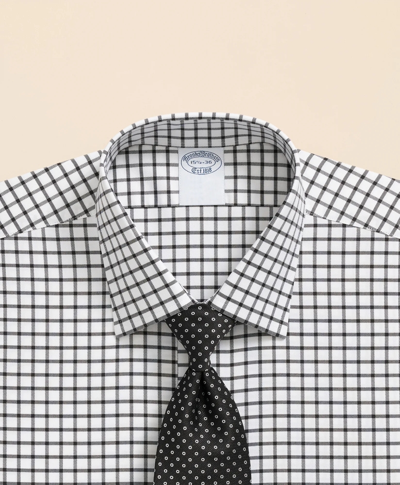 Stretch Supima® Cotton Non-Iron Twill Ainsley Collar, Windowpane Dress Shirt, image 2