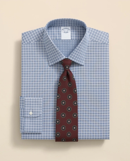 Stretch Supima® Cotton Non-Iron Textured Dobby Ainsley Collar, Graph Check Dress Shirt, image 1
