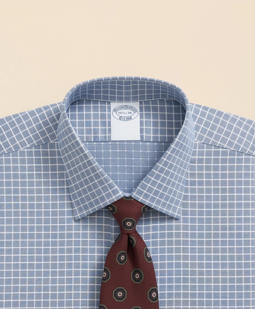 Stretch Supima® Cotton Non-Iron Textured Dobby Ainsley Collar, Graph Check Dress Shirt, image 2