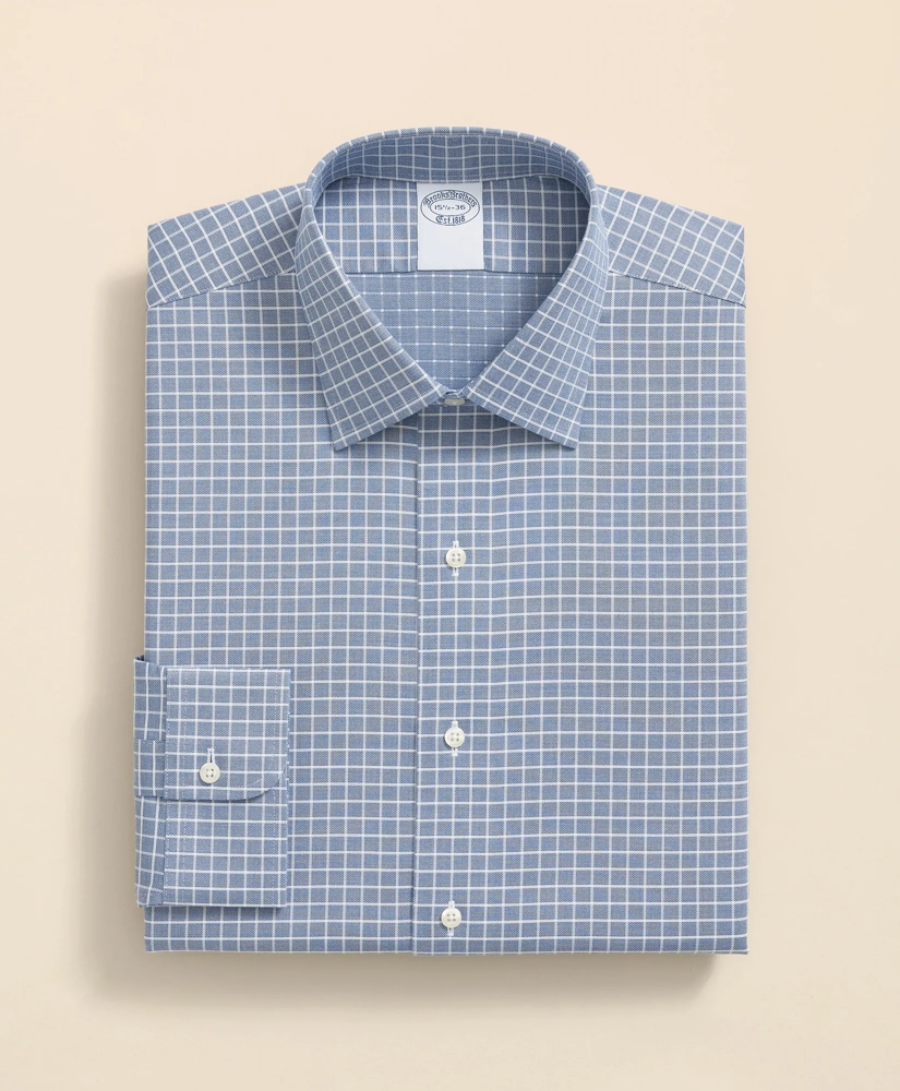Stretch Supima® Cotton Non-Iron Textured Dobby Ainsley Collar, Graph Check Dress Shirt, image 3