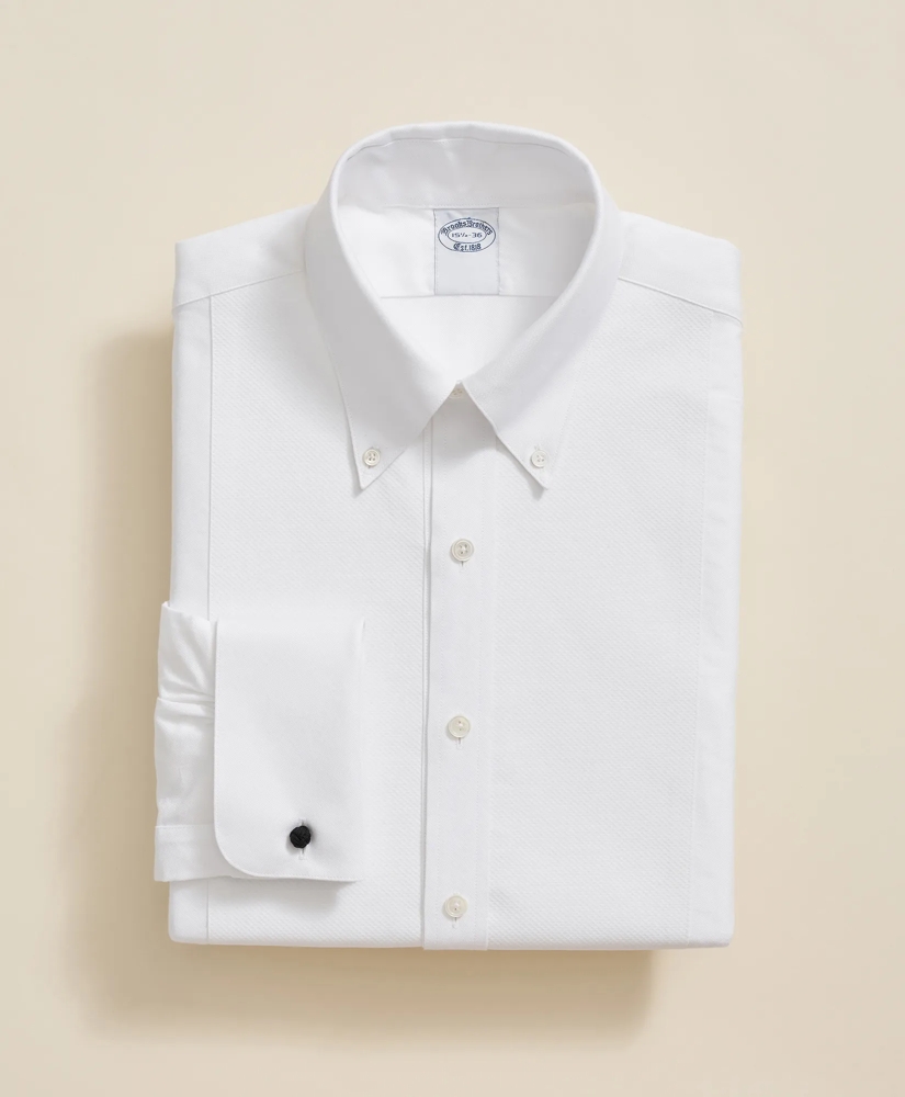 Cotton Oxford Button-Down Collar, Pique Bib Tuxedo Shirt, image 3