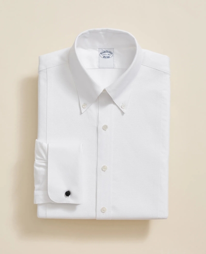 Cotton Oxford Button-Down Collar, Pique Bib Tuxedo Shirt, image 3