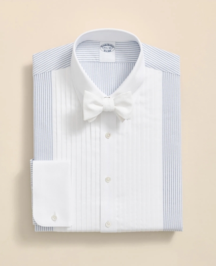 Cotton Oxford Polo Button-Down Collar, 10-Pleat Contrast-Stripe Tuxedo Shirt, image 1