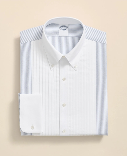 Cotton Oxford Polo Button-Down Collar, 10-Pleat Contrast-Stripe Tuxedo Shirt, image 3
