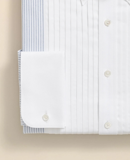 Cotton Oxford Polo Button-Down Collar, 10-Pleat Contrast-Stripe Tuxedo Shirt, image 4