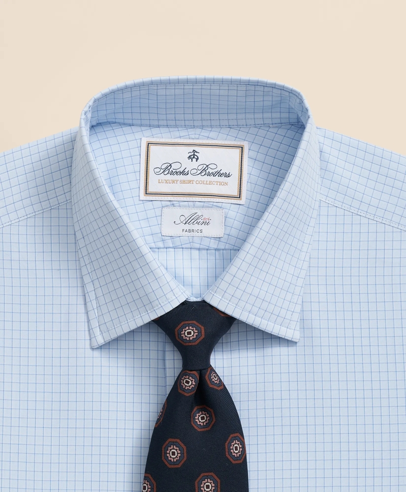 Brooks Brothers X Thomas Mason® Cotton English Collar, Windowpane Dress Shirt, image 2