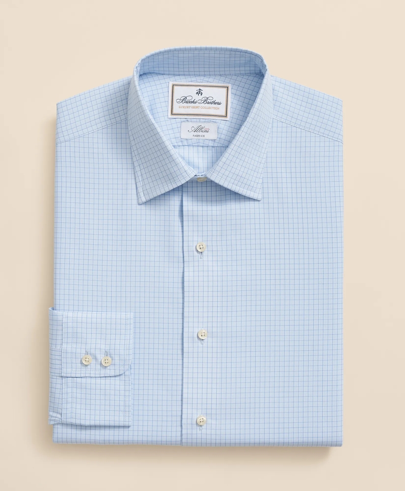 Brooks Brothers X Thomas Mason® Cotton English Collar, Windowpane Dress Shirt, image 3