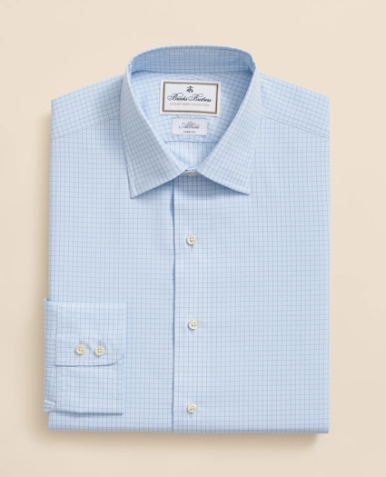 Brooks Brothers X Thomas Mason® Cotton English Collar, Windowpane Dress Shirt, image 3