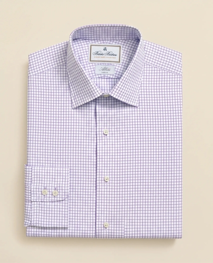 Brooks Brothers X Thomas Mason® Cotton English Collar, Windowpane Dress Shirt, image 1
